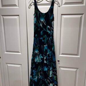 Jones New York Elegant Blue Floral Maxi Dress 6 EUC